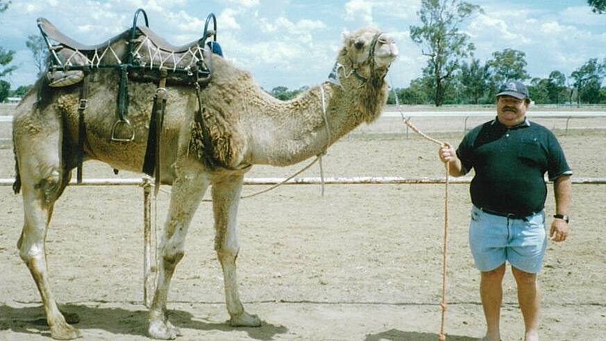 Tom helped organise a camel race to raise funds for the football club in 1998. Photo is contributed.