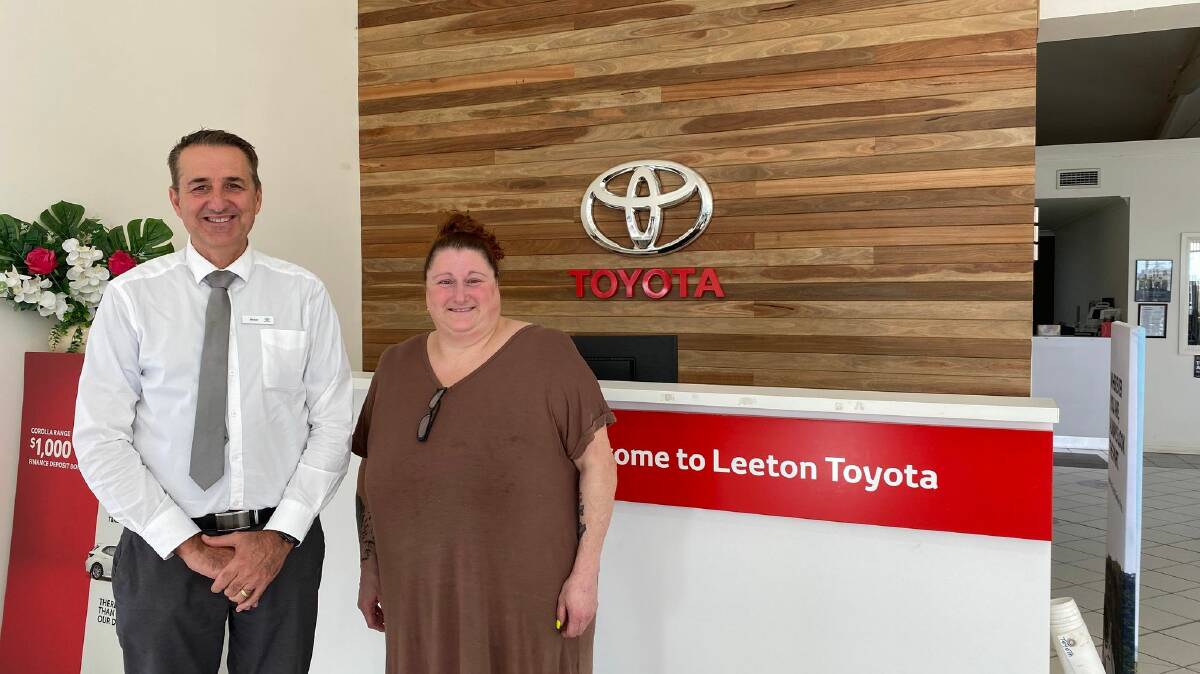 GIVING BACK: Leeton Toyota brand manager Peter Cirillo and Jumpstart Chairperson Grace Capaldi. PHOTO: Contributed