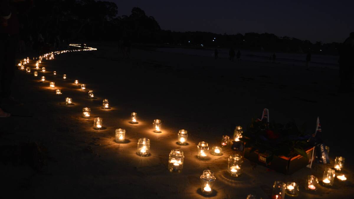 Close to 200 people gathered at Wimbie Beach for a unique dawn service on Anzac Day. Picture by Megan McClelland.
