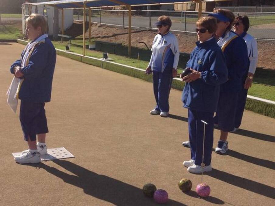 FOCUS: Some serious concentration during the Leeton and District clubs fours championships. Picture: Contributed