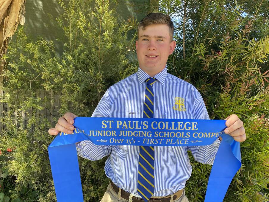 CHALLENGE ACCEPTED: Hamish Maclure of Yanco Agricultural High School has won the St Paul's College Junior Judging schools competition in the over 15s age category. Picture: Supplied 