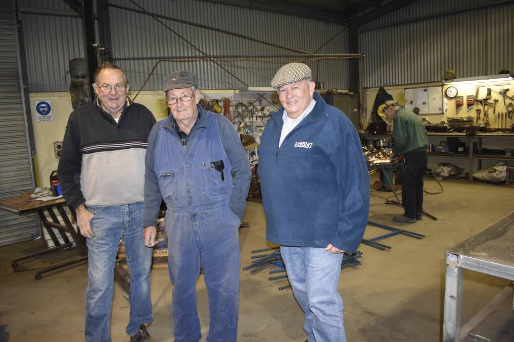AT WORK: Jock Hamilton, John Thurgate, and Ian Errey are rolling out the welcome mat for the Western Riverina Men's Shed Health Gathering. PHOTO: Kenji Sato