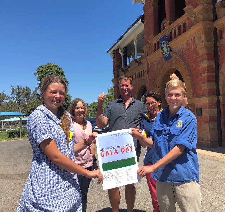 GAGA FOR GALA DAY: School Captain Georgina Hughes, P&C members Jennifer Hatty, Dean Morris, Jacqui Herrmann and student Max Hatty are all excited for the upcoming Gala day. PHOTO: Jacinta Dickins.
