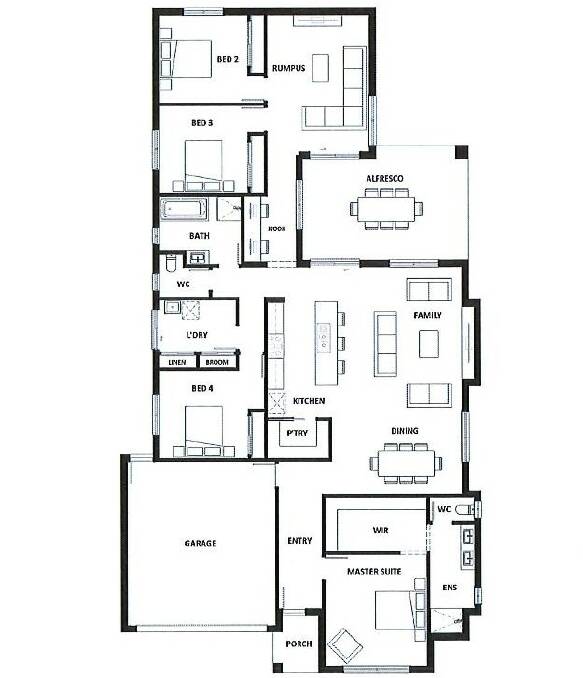SPACIOUS: The floorplan of the new Marcoola 269 display home built at 187 Clifton Boulevard, open for inspection on Saturday July 25.
