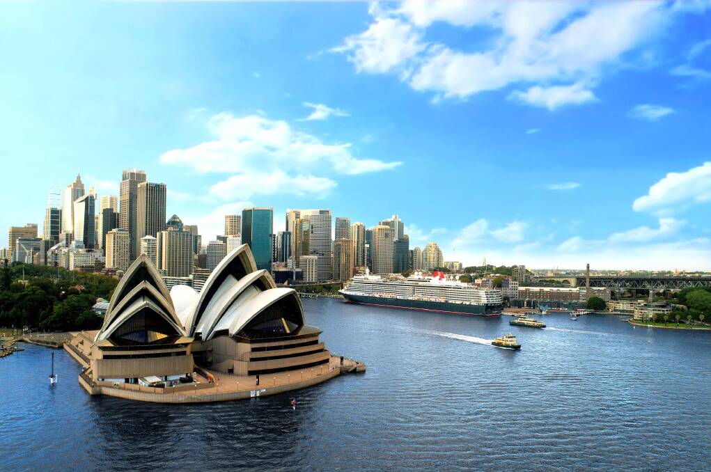 Cunard's Queen Elizabeth in Sydney ... it will rendezvous there with Queen Victoria.