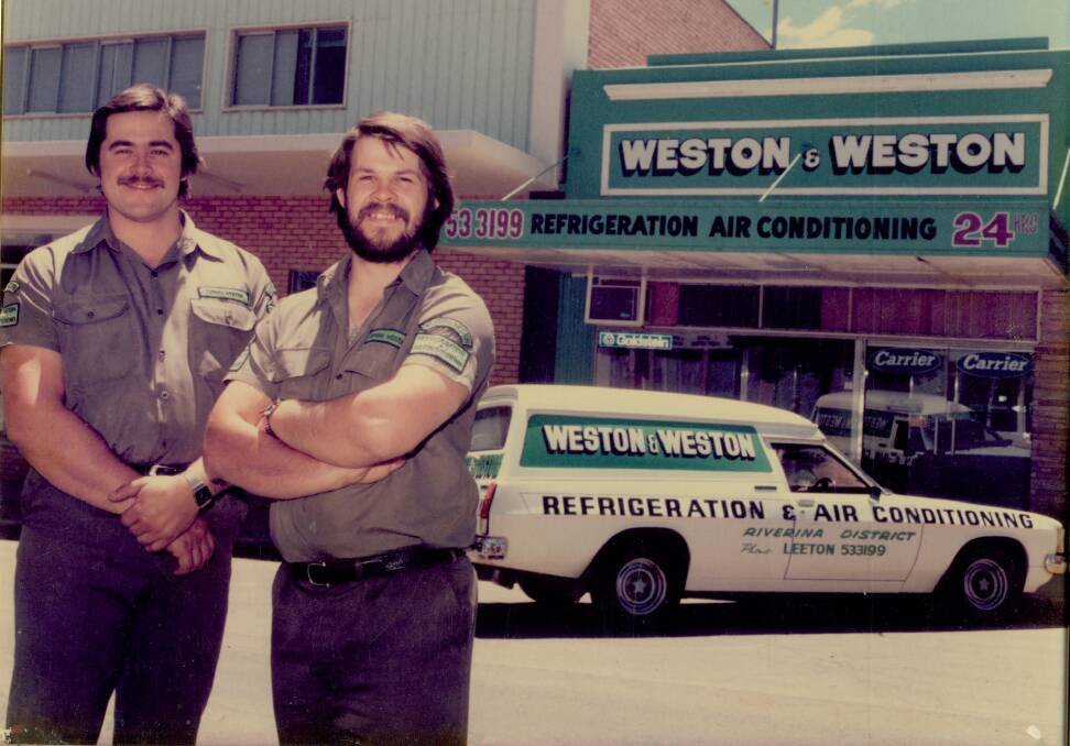 LIONEL and George Weston outside their first premises in Pine Avenue in 1980. It was painted a distinctive green and their car was adorned with signwriting.