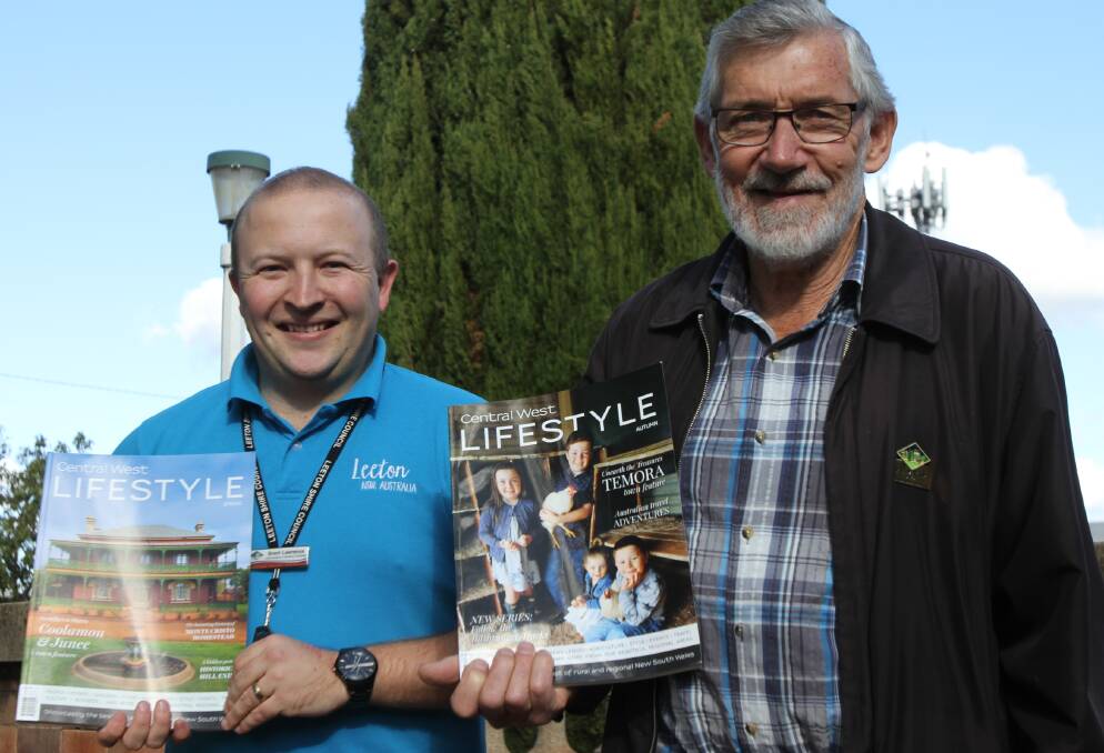 GREAT EFFORT: Leeton Shire Communications and Marketing Coordinator Brent Lawrence and Mayor Paul Maytom are excited for the big release. PHOTO: Jessica Coates