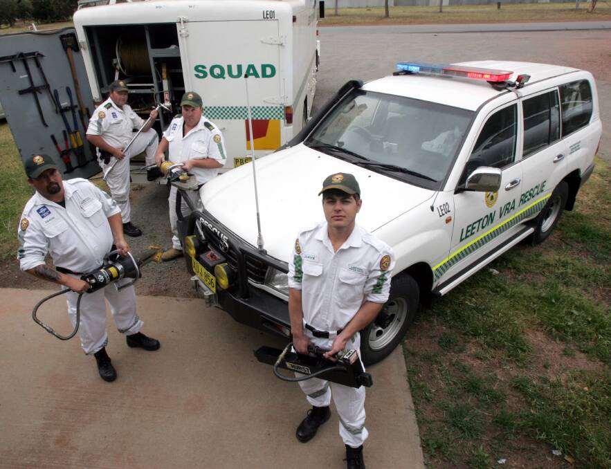 2013: You're in safe hands with the Leeton VRA rescue squad, with members including (from left) rescue trainee Simon Ingram, president Paul Smith, vice president Glenn Newman and rescue trainee David Annetts.
