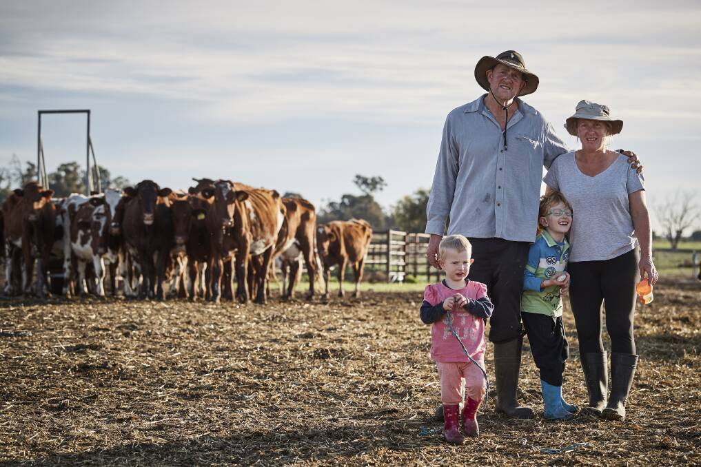 IN FOCUS: Dairy farmers Barry and Rosey Warburton, with their two children, will feature in the third season of SBS's Struggle Street.