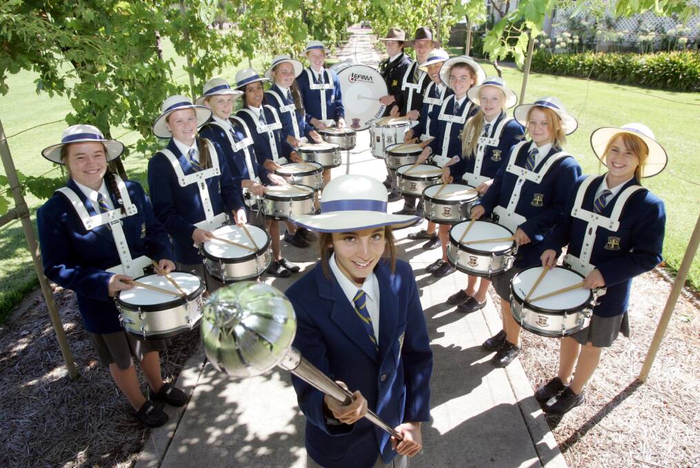 2014: The Yanco Agricultural High School drum corps will perform at the school’s open day on March 3 and gala day on March 15, with (front) Loren Gregory, (from left) Cody Brown, Brittany Manwaring, Alison Treloar, Jemima Bargery, Annalise Potts, Sally McNiff, Joshua Beer, Nathan Morris, Claire Tagliapietra, Abbie Hurst, Hannah Kolve, Shai-yane MacKellar and Darcy Cromack up for the challenge.
