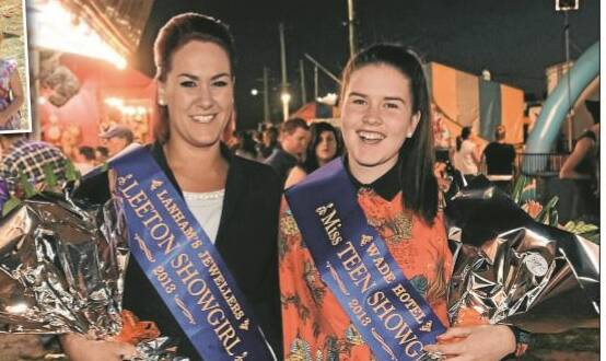 2013: Louise Walsh (left) was named this year’s Leeton Showgirl on Friday night, with Abbey O’Callaghan the 2013 Miss Teen Showgirl. 