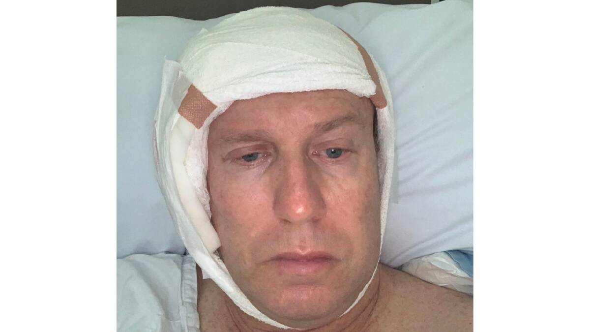 Peter Overton's hospital bed selfie. Photo: Twitter