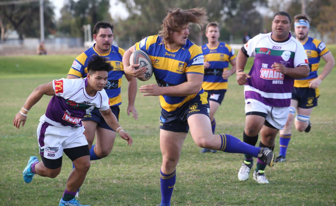 ON THE BURST: Rossouw Visser makes a break during Albury's surprise win over Leeton on Saturday. It was just the premiers second loss in the past 18 months. Picture: Anthony Stipo