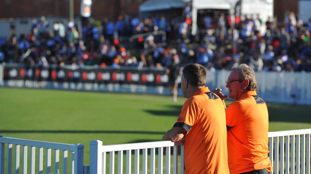 EARLY DAYS: GWS' inaugural coach Kevin Sheedy at the Giants' pre-season game at Robertson Oval in 2013.