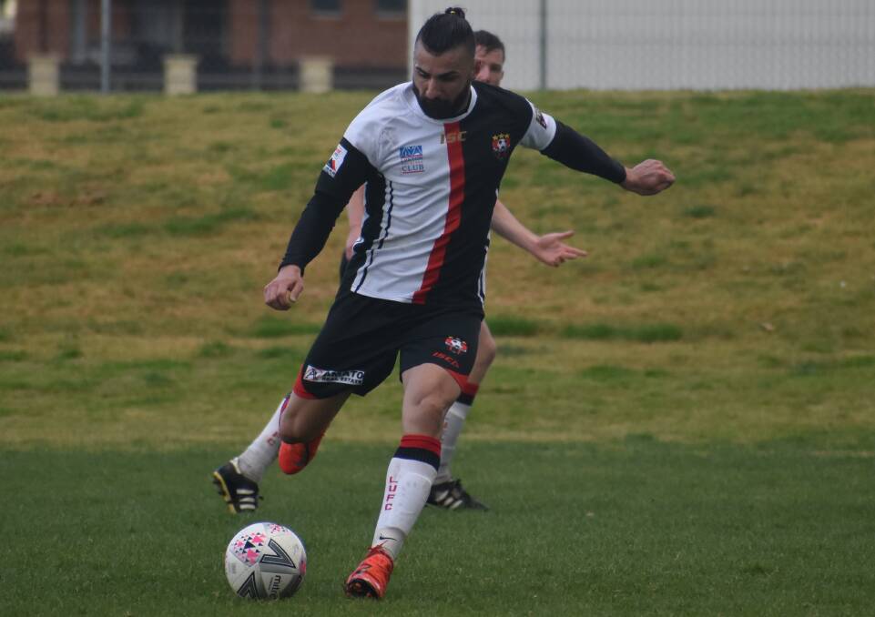 DUCK BROKEN: Henri Gardner opened his account for Leeton United with a first half hat-trick seeing him finish with four goals against South Wagga. PHOTO: Liam Warren