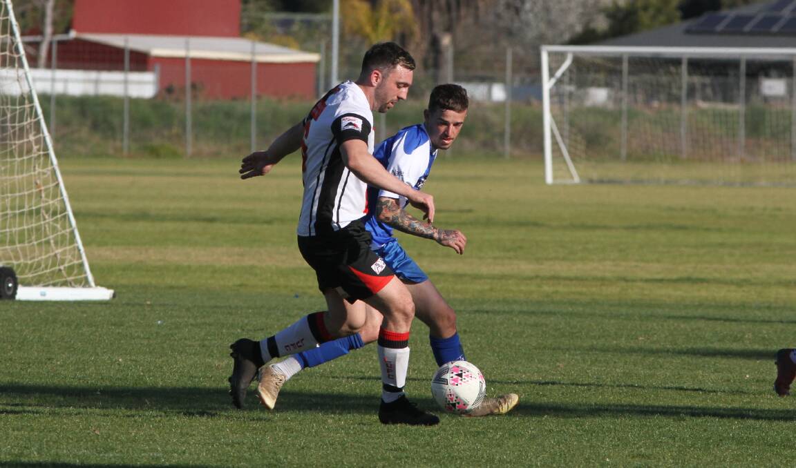 MILESTONE: Adam Raso played his 150th first grade over the weekend as Leeton United went to the top of the ladder with a win over Tolland. Photo: Talia Pattison