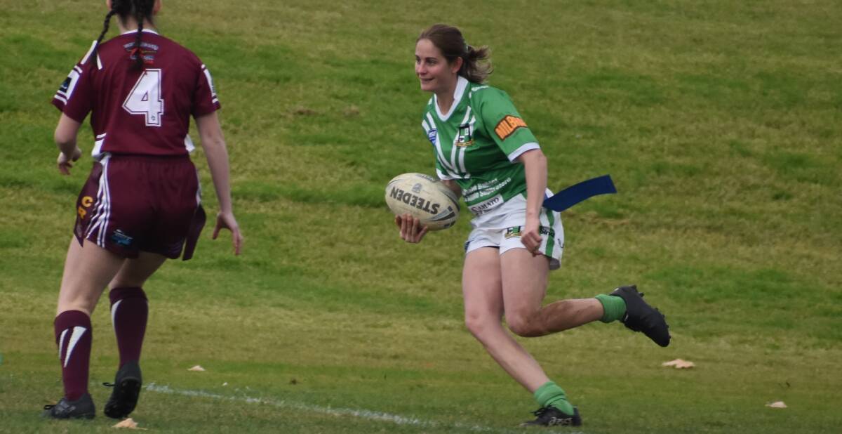 HAT-TRICK: :Leeton's Anna McClure scored three tries to help her side to a massive win over Yanco-Wamoon in the Battle of the Shire. PHOTO: Liam Warren