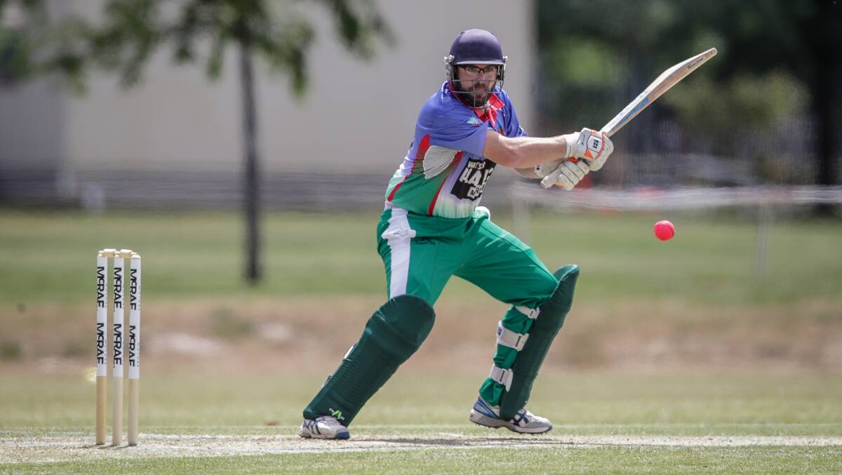 FOCUSED: Haydn Pascoe watches the ball of the bat during the Rangers clash with the Border Bullets last weekend. PHOTO: The Border Mail
