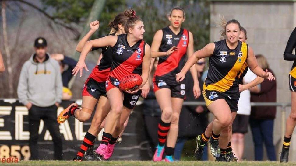 GREAT FORM: Abby Favell in action for Newtown and Chilwell in the AFL Barwon competition this season. PHOTO: Contributed