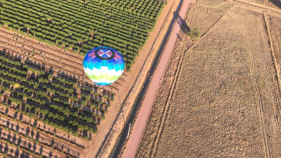 An aerial view of Leeton and the surrounds taken by balloon riders over the Easter weekend. PHOTO: Sophie Welsh
