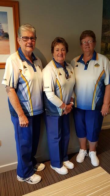 Joan Lloyd, Elaine Sullivan and Jan Walker - winners of the Tumut Womens Triples Tournament.