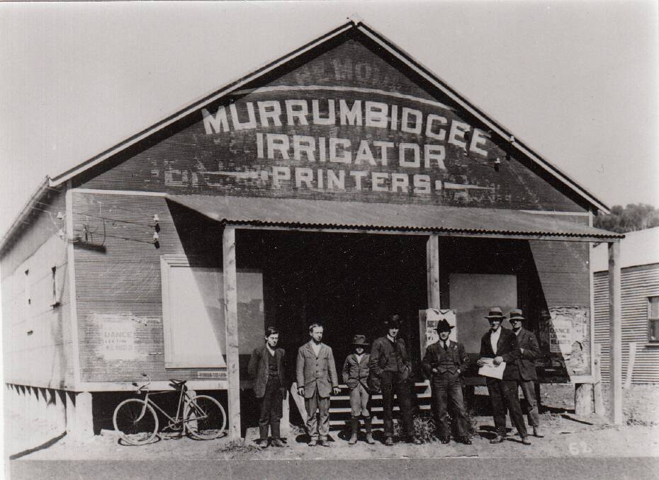 LONG PAST: The Murrumbidgee Irrigator’s first issue was April 23, 1915, the owner operator was G Hopkins, whose office was housed at the rear of 76 Pine Avenue.