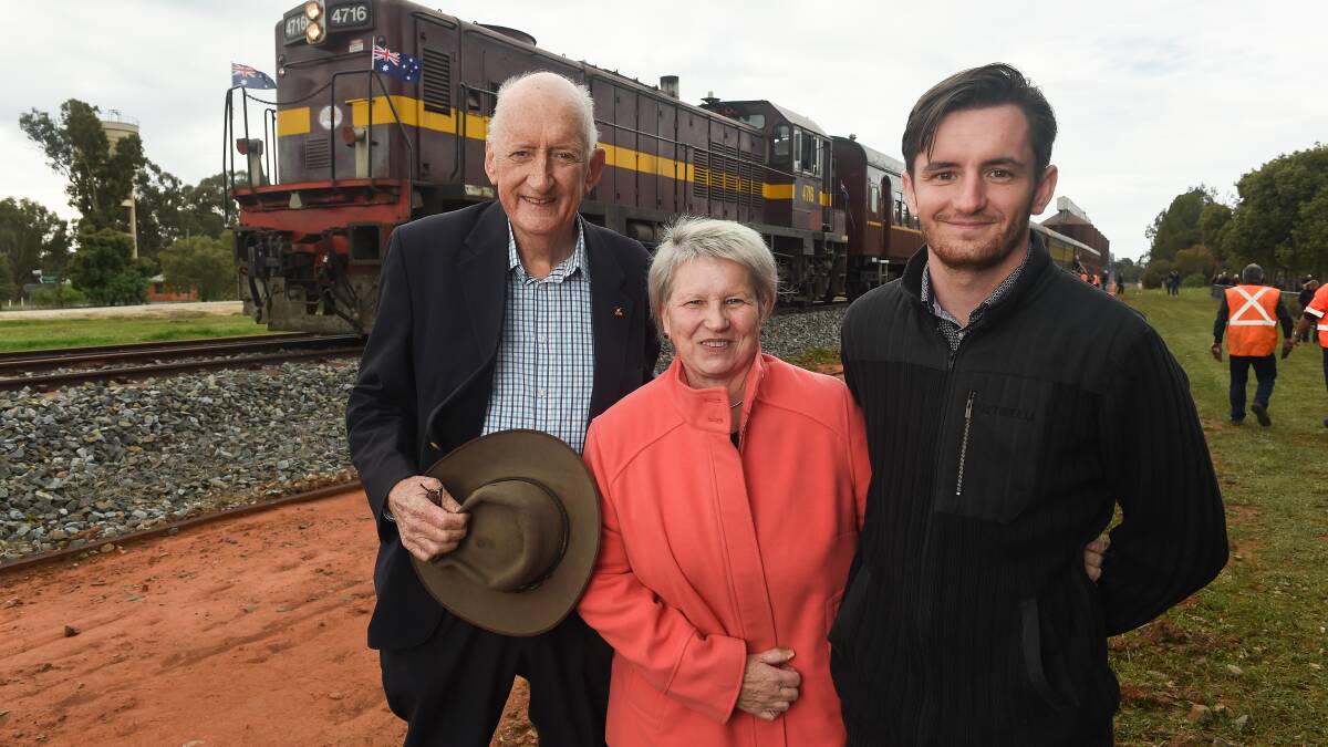Family man: Mr Fischer with wife Judy Brewer and son Dominic at Boree Creek. Picture: MARK JESSER