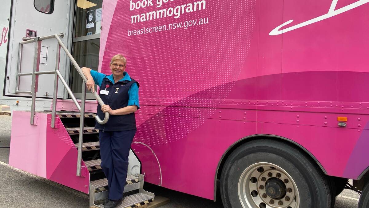 VITAL SERVICE: Mammographer Susan Anderson with the BreastScreen NSW van in Leeton. Photo: Talia Pattison 