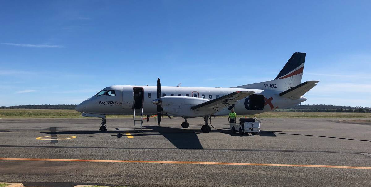A Rex aircraft sits on the tarmac at the Narrandera-Leeton Airport. Photo: Talia Pattison