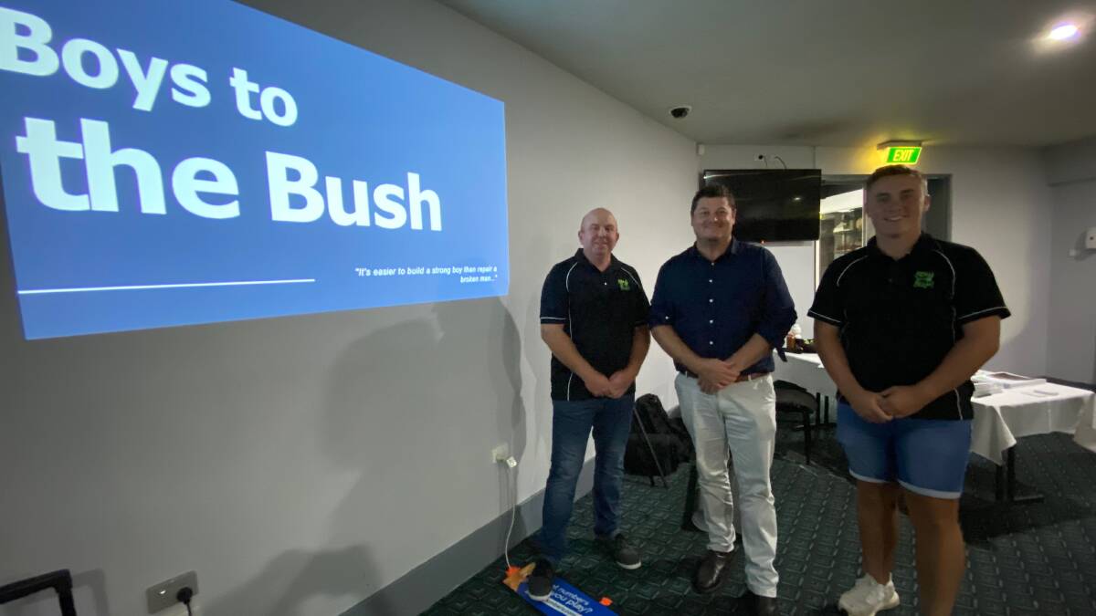 SUPPORT: Boys to the Bush held an information session in Leeton last week led by Dean Whymark, Adam Demamiel and Coopa Steele. Photo: Talia Pattison 