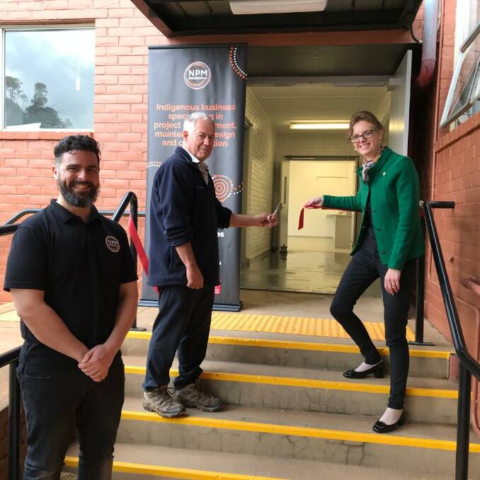 READY TO GO: James Russo, Rod Chant and Steph Cooke officially open the upgraded electrotechnology area at Leeton's TAFE campus. Photo: Contributed 