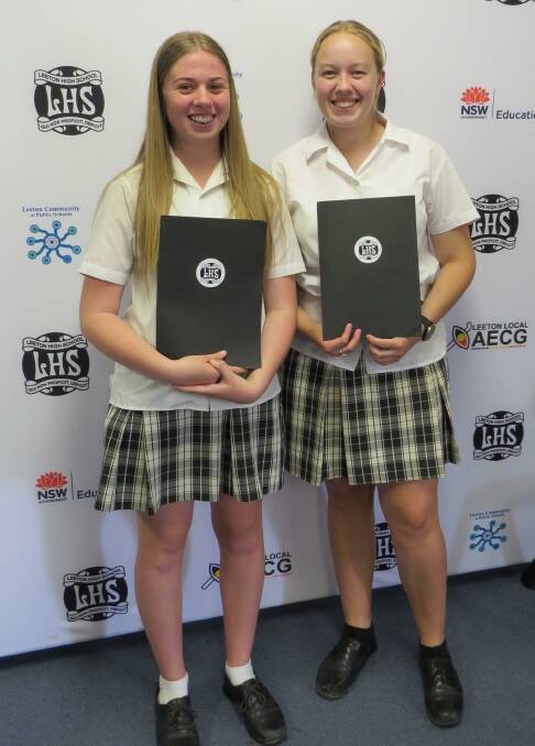 SUCCESS ON THE JOB: Mikayla Pearce (left) and Kasey Aliendi were among those participating in Leeton High School's 2019 WIN program.