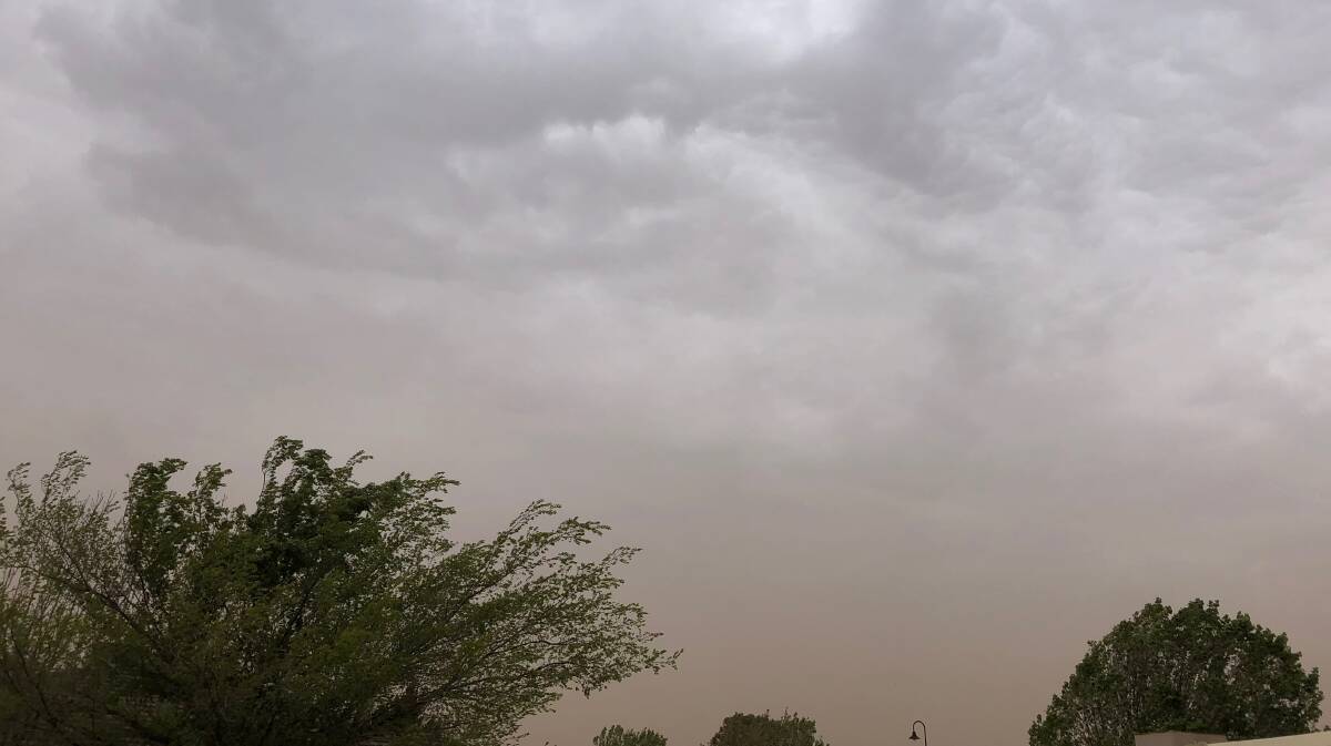 Strong winds led to dusty skies over Leeton shire on Saturday. 