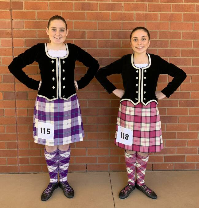 TALENT: Georgia Curry and Maya Pages were among the highland dancing competitors as part of the Leeton Eisteddfod recently. Photo: Sally Doig