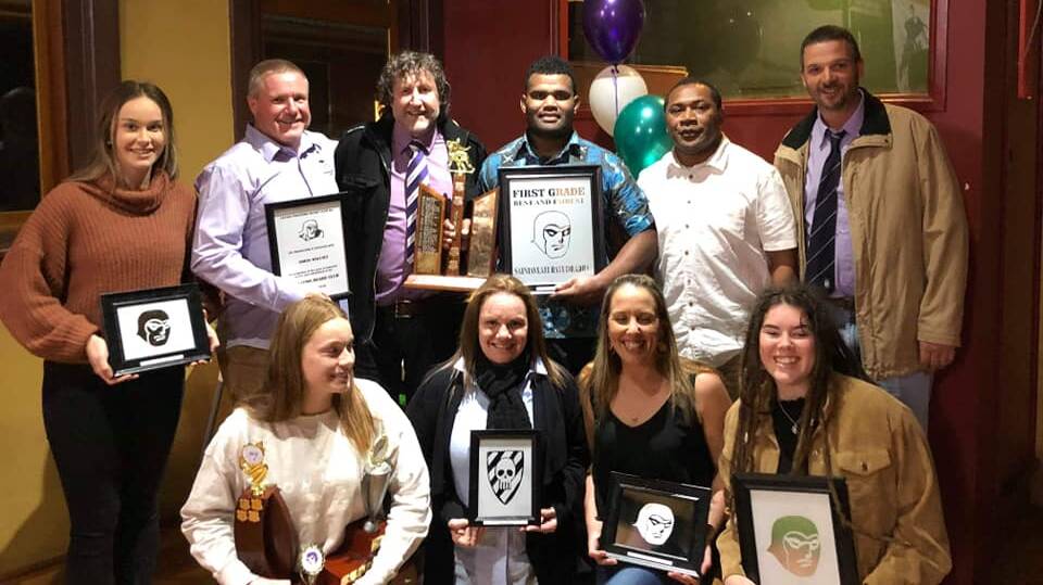 WINNERS: Dianas coaches award Felicity Allen, life member inductee Simon Wallace, president Tim Allen, first grade best and fairest Sai Ratudradra, first grade coach Seru Rogo, Dianas coach Stuart Stout and (front) Nakubuwai award and Jess "Koala" Murphy Memorial player's player Sarah Allen, iron maiden Ginger Longford, Dianas most improved Amanda Rourke and Dianas best and fairest Talise Rudd.
Absent: Rookie of the year-Emori Logavatu, first grade coaches award Tamaki Kohere, first grade most improved Tukana Vouvou, iron man Kelevi Ralulu and club person of the year John Hill. Photo: Contributed 