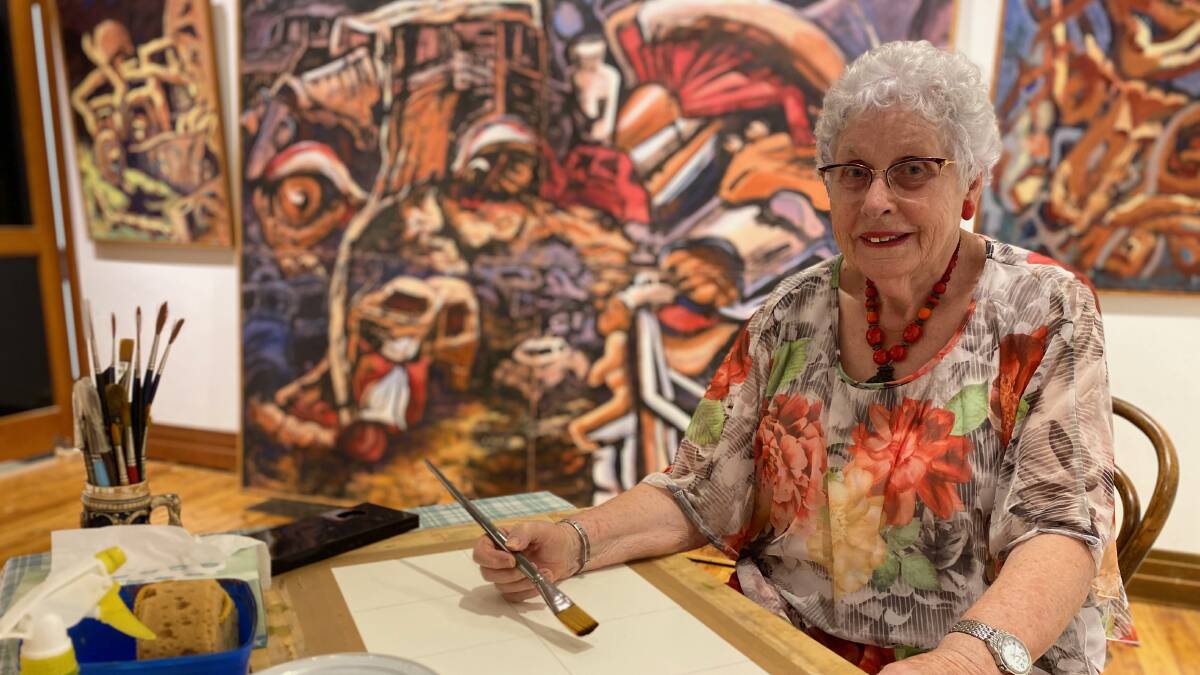 SHARING SKILLS: Lee-Blacker Noble is one of two artists currently exhibiting at the Leeton Museum and Gallery. Photo: Talia Pattison