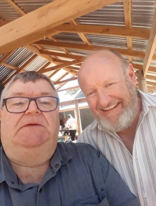 Tom Thompson and Stephen Holt take a quick selfie while on set. 