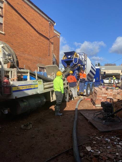 DELIVERY: HRD was part of the concrete pour at the Roxy Theatre. Photo: Supplied
