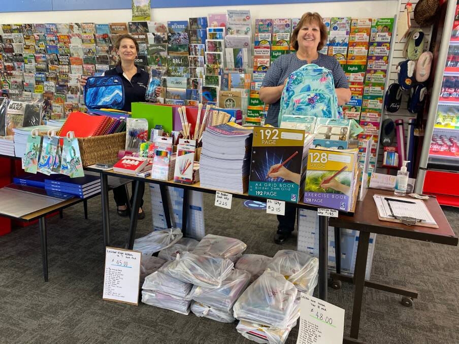 HERE TO HELP: Anna and Kim from the Leeton Newsagency can offer help and assistance with back to school shopping. Photo: Talia Pattison