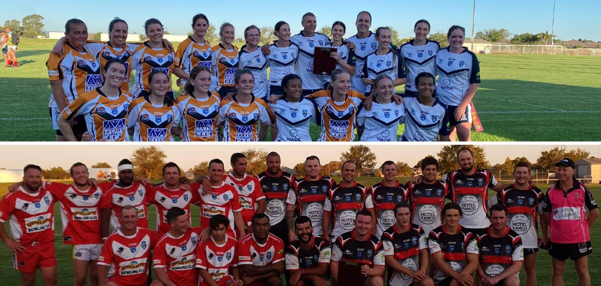 WINNERS RISE: The Wade Hornets won the women's main final, while the Yanco Hotel Pandas won the men's. Photos: Contributed 