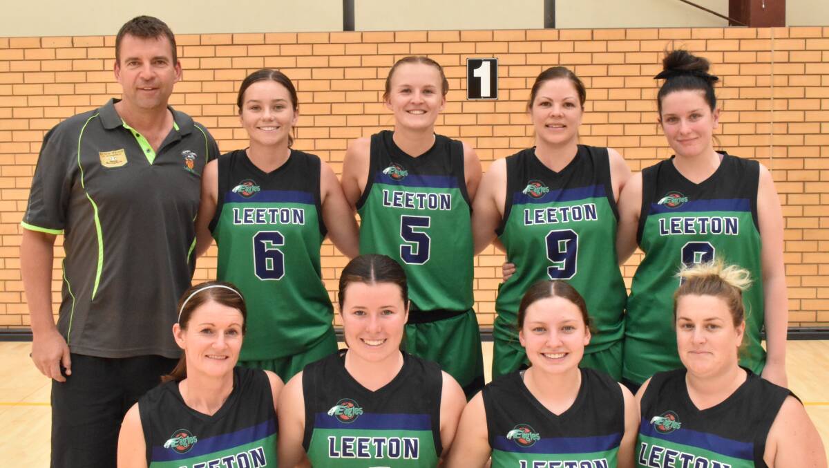 SO CLOSE: The Leeton women's side with their coach Josh Clyne before play got underway in the grand final on Saturday. Photo: Shaun Paterson 