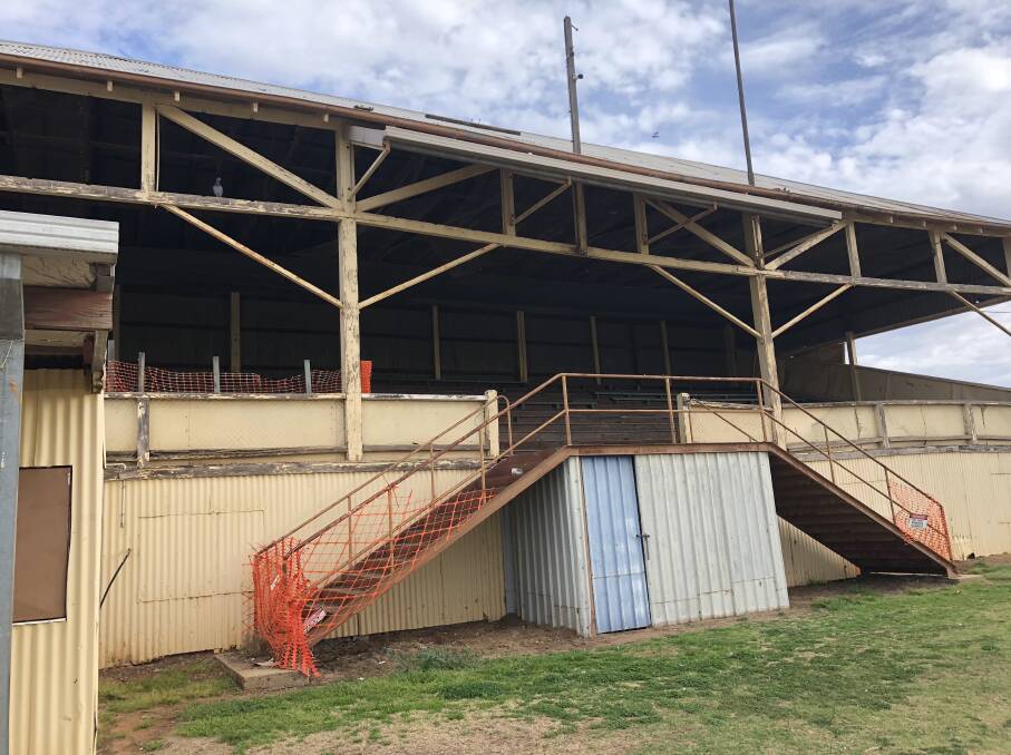 OUT WITH THE OLD: The former grandstand at the Leeton Showground. Work will soon get under way on the construction of its replacement. 