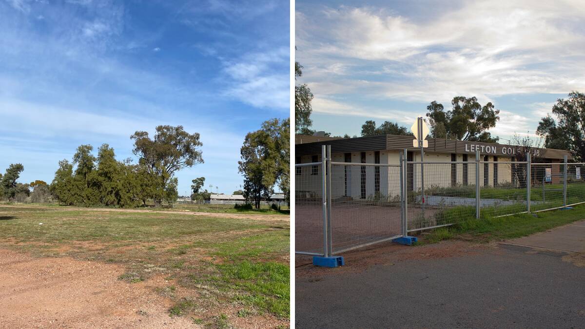 CHANGE: The site where the new clubhouse will be built (left) and the former clubhouse before it was torn down. 