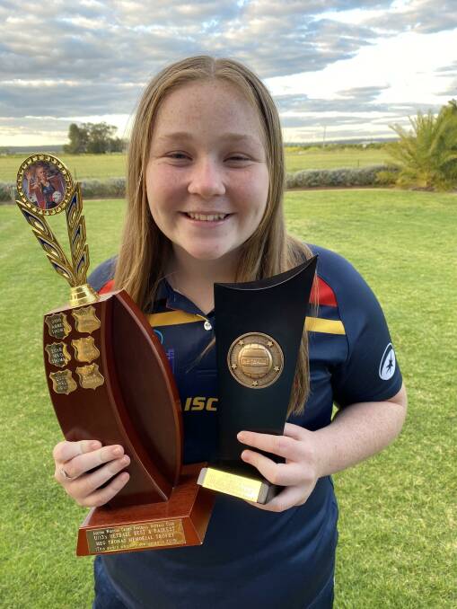 EXCEL: Leeton-Whitton's Ella Thomas was awarded the Meg Thomas Memorial Award for the best and fairest player in the under 13s netball side. Photo: Supplied

