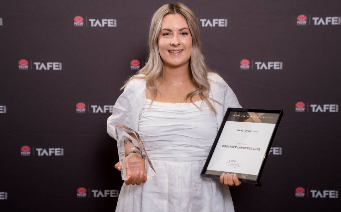HIGH ACHIEVER: Courtney Langenbacher was recently named the trainee of the year at the 2022 TAFE Excellence Awards in Wollongong. Photo: Michael Boyle Photography.