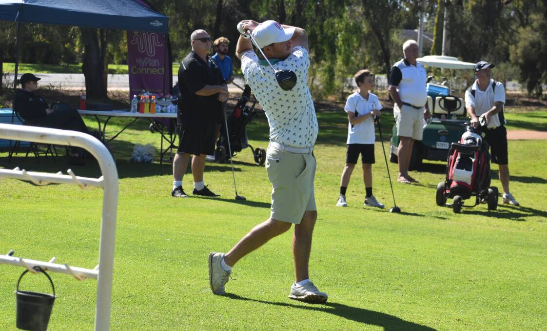Jordan Mullaney tees off at last year's Leeton Pro-Am being going on to win the event. Picture by Liam Warren
