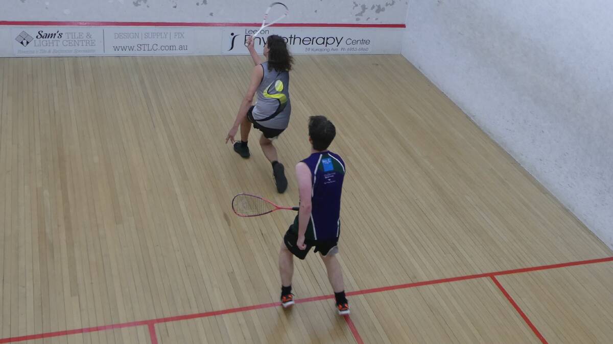 Will Rawle plays a lob shot in his match against Declan Ryan. Picture supplied 