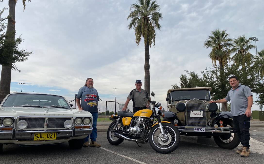 GOOD TO GO: Steven Longford, Jeff Moon and Danny Boardman are keen to take part in the MIA Cruisers show and shine. Photo: Talia Pattison 