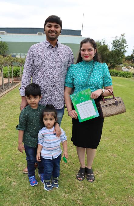 WELCOME: Durga Karre (right) with husband Raywanth Chirumalle and children Gagan and Vineek. Photo: Supplied