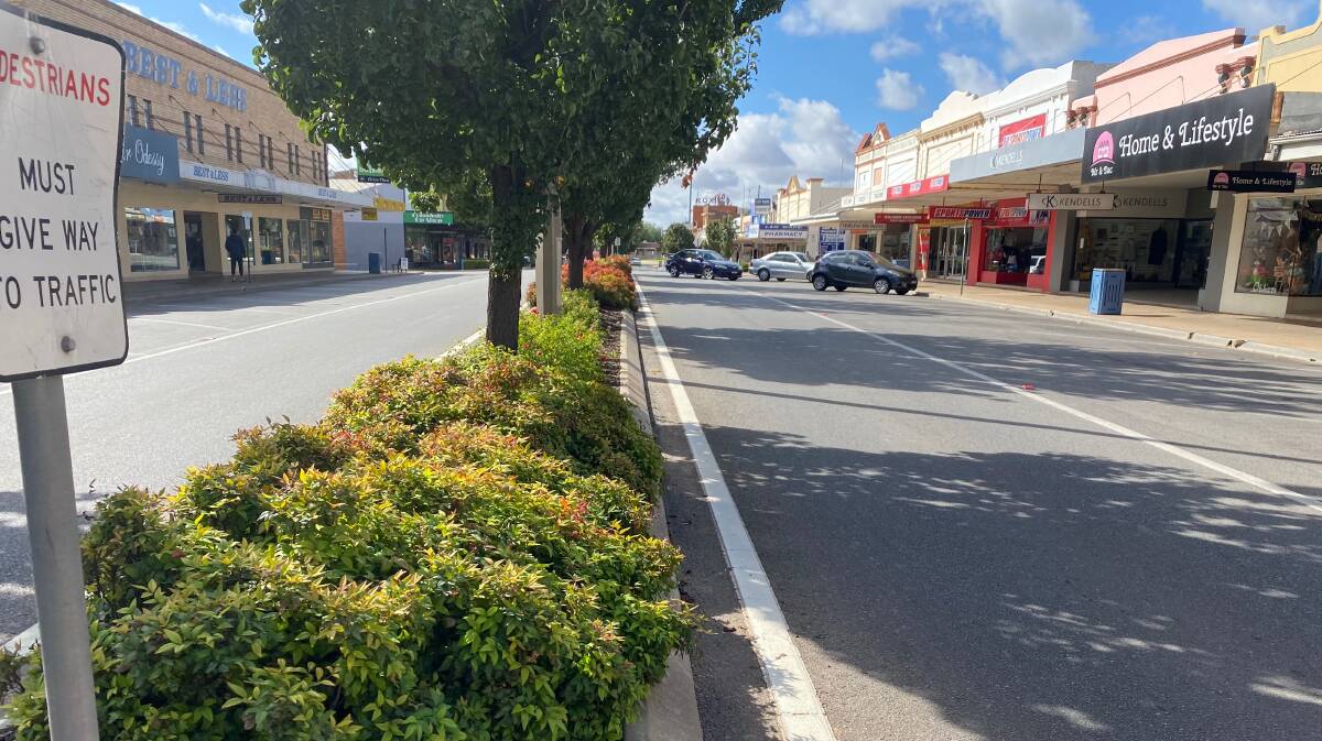 ADVICE: The Leeton main street during a quiet Sunday. Many retail stores are still open for business and need everyone's support. 
